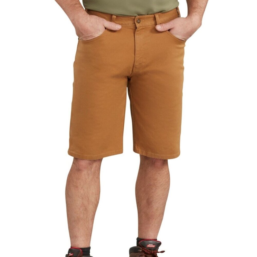 Dickies Men's 42" Waist Duck Utility Short Regular Fit Flex 11" Inseam Brown Tan
